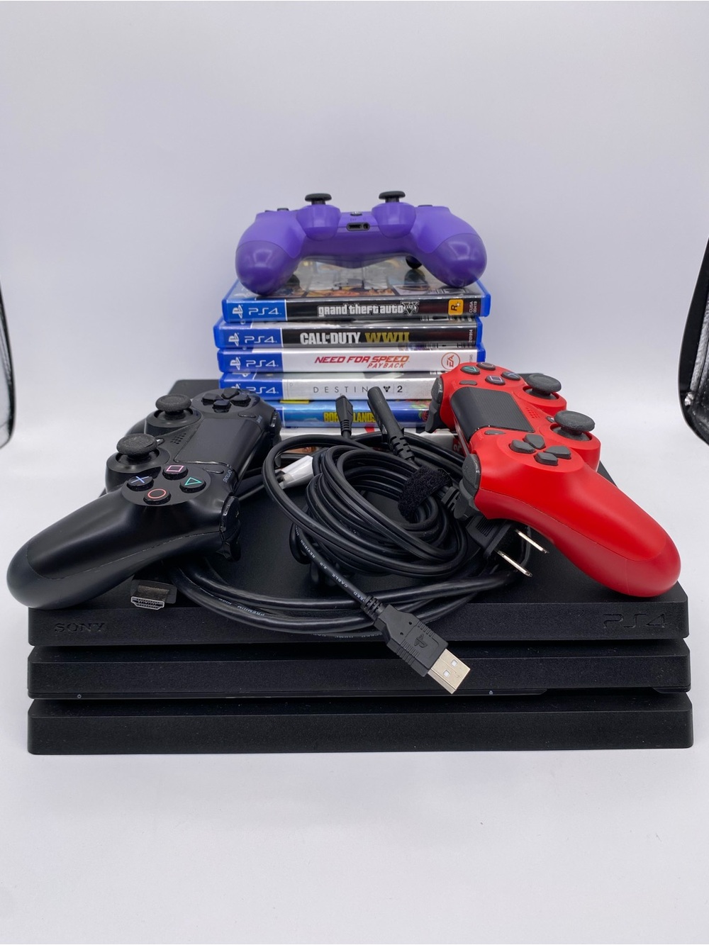 Sony PlayStation 4 Pro PS4 CUH-7215B 1TB Console Bundle Controllers Games Tested